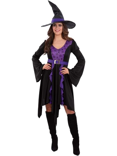 Costume de sorcière Practical Spell Smiffys pour femme en robe noire classique