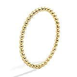Me&Hz Stackable Bead Rings 1.2mm Thin 14K Gold Plated Rings for Women Cute Tiny Dot Ball Beaded Stacking Band Rings for Women Midi Thumb Pinky Finger Rings Simple Minimalist Non Tarnish Size 6