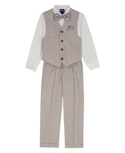 Image of Nautica Boys' 4-piece Formal Suit Set with Vest, Pants, Collared Dress Shirt, and Tie