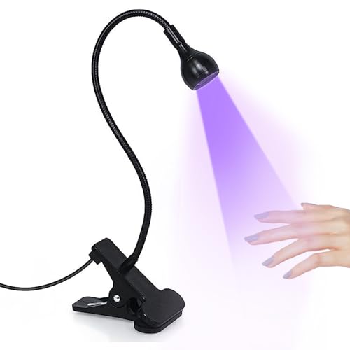 DPZO Lampe UV Ongles 5W, Mini Lampe à Ongles UV Gel, USB Lampe de Colle UV, Bras lumineux rotatif à 360°, pour Réparation de Téléphone Portable et Carte Circuit (Noir)