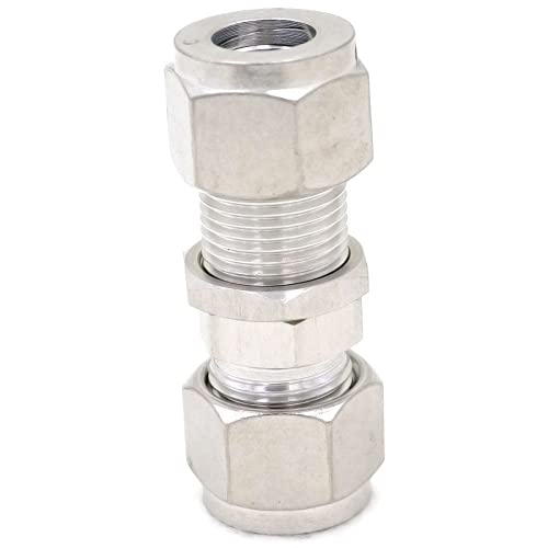 Fit Tube O/D 10mm Bulkhead 304 Stainless Steel Ferrule Pneumatic Air Compression Fitting