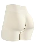 AUROLA Influence Collection Workout Shorts for Women,No Roll Up Squat Proof New Scrunch Seamless Compression Gym Short, Angora, M