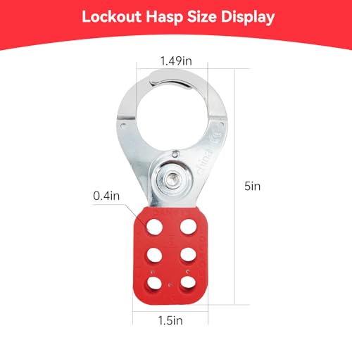Image of Lock Out Tag Out Hasp,Red 1.5 inch Jaw Diameter Stainless Steel Lockout Hasp Tamper-Proof Padlock Hasp with Extended Jaw,Nylon Handle,Impact-Resistant(10 Pack)