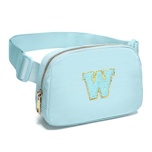 Image of Gitus Gifts for 8 9 10 11 12 Year Old Girls Belt Bag Fanny Pack Crossbody Bags with Initial Letter Patch Cute Stuff Birthday Gifts for Teen Girls Women Personalized Trend Stuff (Icing Blue-W)