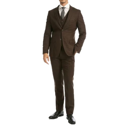 Men's Tweed Suit Set 3-Piece Slim Fit Blazer Vest Pants Perfect for Formal Occasions