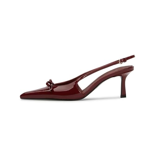 MAVMAX Slingback Heels for Women Kitten Heels with Bow Pointed Close Toe Pumps Dress Party Heeled Sexy Wedding Shoes