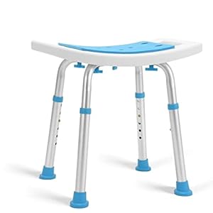 FSA/HSA Eligible Shower Stool 350lbs Bath Seat Chair, Tool-Free Assembly Height Adjustable Bath Bench with Padded Seat for Seniors, Elderly, Disabled, Handicap by Health Line Massage Products