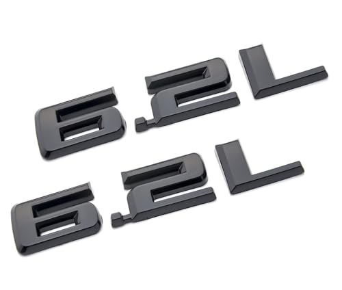Image of Hood Body Style Emblems 3D Badge Decals Fits for 2019-2021 6.2L 2pcs (Gloss Black)