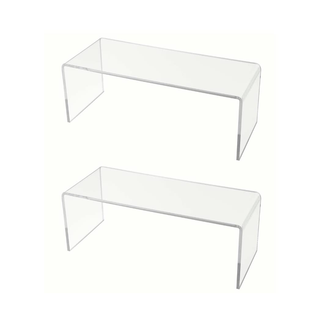 Marketing Holders 2 Pack Clear Acrylic Riser Display Stand 11 Wide x 4.5 Deep Merchandising Showcase Fixture Retail Stores and Boutiques Throne Small Figurines and Products Platform