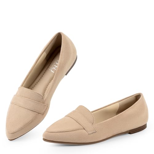 MUSSHOE Women's Nude Slip-on Flats
