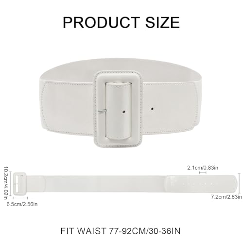 LJCZKA Women Wide Stretchy Belt Adjustable Vintage Elastic Waist Belt for Dresses with Square Buckle4