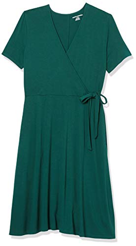 Image of Amazon Essentials Women's Short Sleeve Faux-Wrap V Neck Dress
