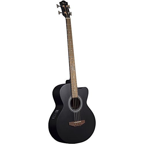 Lindo gitaar LDG_ACB_BM vurenhout elektrische akoestische basgitaar met 4-bands equalizer en een robuuste gitaartas mat zwart