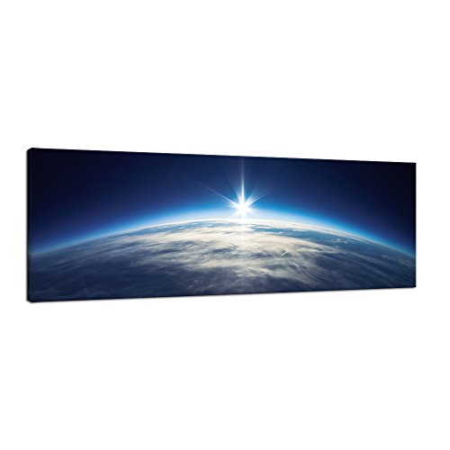 Pyradecor Blue Universe Earth Pictures Paintings Canvas Wall Art Prints for Living Room Bedroom Office Home Decorations Large Modern Stretched and Framed Landscape Outer Space Giclee Canvas Artwork