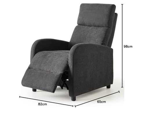 CAMBIA TUS MUEBLES CTM® -Sillón Relax Nexus – Butaca Reclinable Manual por Empuje – Tapizado Chenilla Antimanchas – Compacto y Ergonómico – 67x78x106 cm – Color Gris - imagen 2