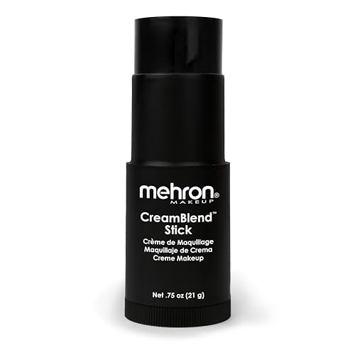 Mehron Makeup CreamBlend Stick | Face Paint, Body Paint, & Foundation Cream Makeup | Perfect for Halloween .75 oz (21 g) (Black)