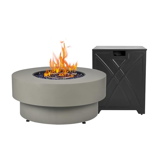 BAIDE HOME 32.5inch Outdoor Gas Fire Pit with 20lb Propane Tank Cover