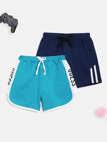 Image of Li'l Tomatoes Girls 100% Cotton Combo Shorts Pack of 2 | Soft & Breathable Summer Shorts | Elastic Waist Casual Wear | 2-14 Years