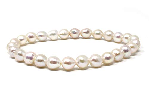 Catherine's C O L L E C T I O N Pulsera elástica de perlas cultivadas en agua dulce blanca de 7 a 7,9 mm (longitud 19 cm), 7 5 inch, Perla Elástico, Perla