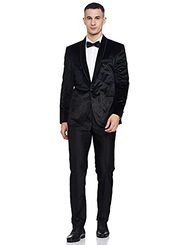 Image of Ethnix Men's Polyester Velvet Flock PRT Texture Suit with Shirt Blazer