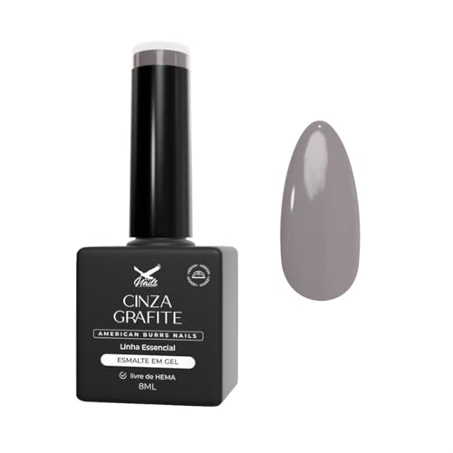 Esmalte em Gel, Cinza Grafite, 8ml, Linha Essencial - American Burrs Nails