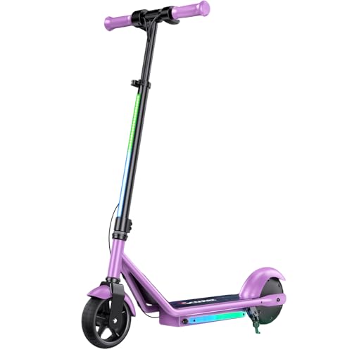 iScooter IK3/IK3Pro Electric Scooter for Kids Aged 6-12,10MPH Top Speed, 3 Heights (IK3Pro), Magnetic Charging,Colorful Lights,LED Display,150W Purple IK3Pro-3/6/10MPH & 3 Heights