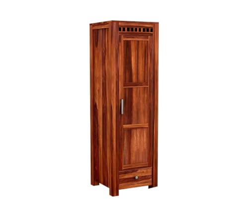 Image of Rajotiya FurnitureSheesham Wood 3 Door Wardrobe Storage with 3 Drawers Wooden Multipurpose Almirah for Home Living Room - Natural Finish| (I-Hony)
