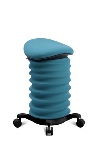TOPSTAR Sitness 4D mit Rollen - AGR-Zertifiziert Dynamischer Sitzhocker schwarz - Petrol, ergonomischer Bürohocker - höhenverstellbar - stärkt den Rücken - entlastet die Bandscheiben