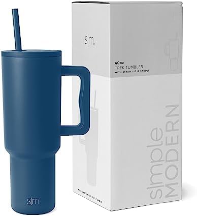 Image of Simple Modern 40 oz Trek Tumbler with Handle and Straw Lid | Cup Holder Friendly Insulated Stainless Steel Travel Mug | Slumberland (Pack of 12)