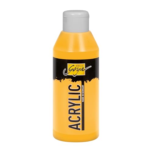 Kreul 84205 - Solo Goya Acrylic Jaune Indien, Flacon de 250 ML, Peinture Acrylique crémeuse Polyvalente de qualité étude, à Base d'eau, séchage Rapide et Mat