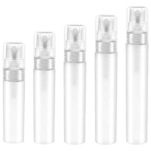 Vin Beauty 5pcs Perfume Atomizers Refillable, Plastic Mini Spray Bottles for Travel Mister Small Empty Spritzer Bottles Sample Containers for Hair Face Plants Cover