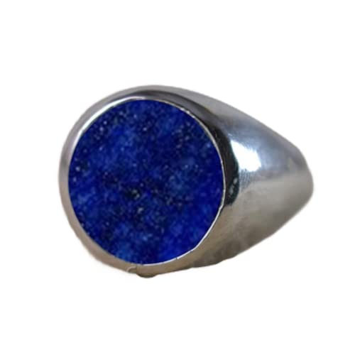925 Sterling Silver Ring, Simple Silver Mens Ring, Natural Lapis Lazuli Gemstone Jewelry, Biker Wedding Gift Ring, Round Lapis Stone Jewelry, Cocktail Ring, Certified Gemstone Ring, Gift For Him