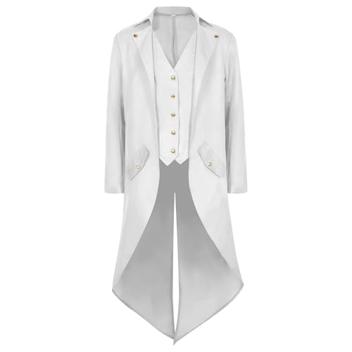 Men's Medieval Long Tailcoat Steampunk Vintage Tuxedo Jacket Gothic Dovetail Coat Frock Coat Uniform