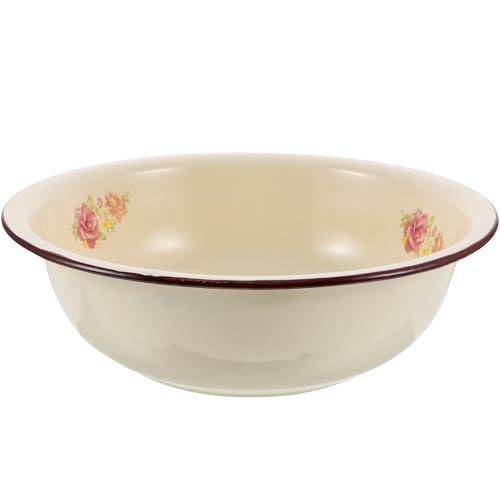 Tazón esmaltado retro para mezclar de 28 cm beige miniatura 1