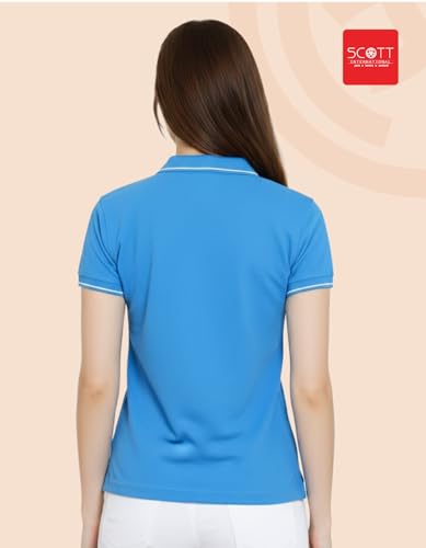 Image of Scott International Women's Cotton Polo T-Shirt | Half Sleeve Plain Collar Tee | Stylish Casual Top | Plain T-Shirt for Girls | Workwear for Office & Casual Wear