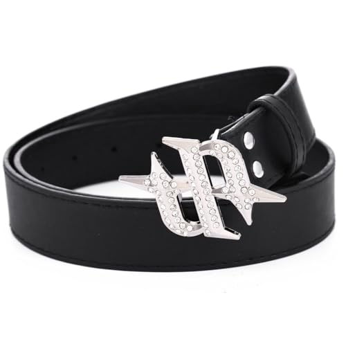 Yalice Women Y2K Belt for Jeans Dress Cowgirls Leather Belt with Rhinestone Buckle Ladies Waist Belts