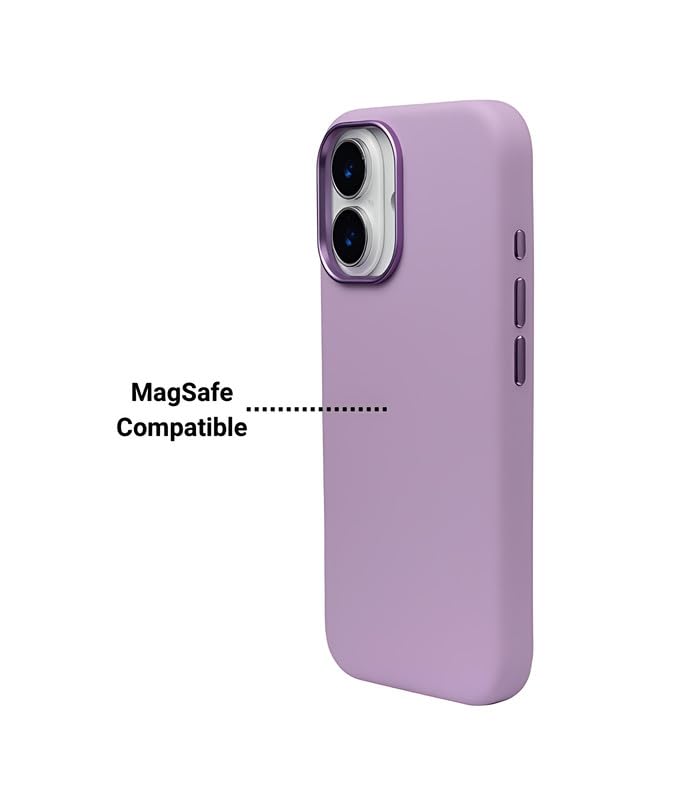Image of Liquid Silicone Series Case for iPhone 16 Compatible with Wireless Charging | Soft Touch Anti-Fingerprint Finish | Shockproof Slim Protective Back Cover | Purple Edition