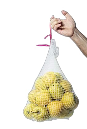 Generico 100pz. 45x25cm. Giallo. Sacchetti in rete in polipropilene per frutta, verdura e alimenti