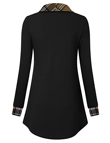 Image of VALOLIA Women's Casual Swing Sweatshirt Long Sleeve Zipper Lapel Fashion Pullover Tunic