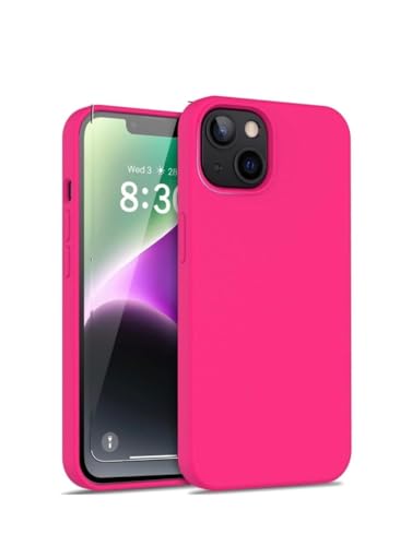 Mobile Cover for iPhone 15 Series with Slim & Lightweight Design Soft Edge Anti-Slip Back Cover with Camera Protection (Hot Pink Silicon)