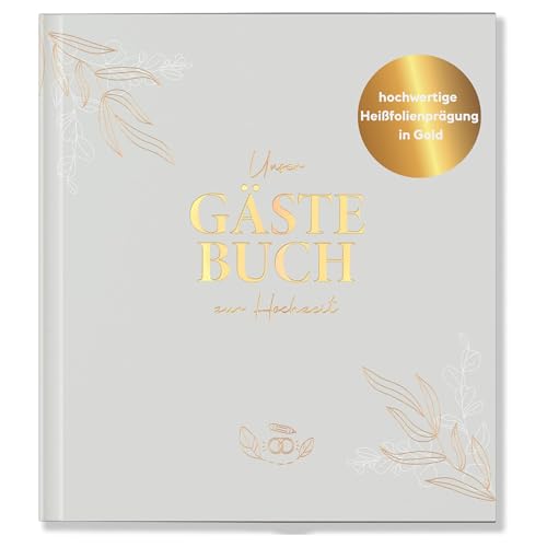 LEAF & GOLD® Gästebuch Hochzeit I Edles Hochzeitsgästebuch mit Fragen I Gästebuch zum Ausfüllen mit Goldfolienprägung (Weiß, Gold) LEAF & GOLD® Gästebuch Hochzeit I Edles Hochzeitsgästebuch mit Fragen I Gästebuch zum Ausfüllen mit Goldfolienprägung (Weiß, Gold)