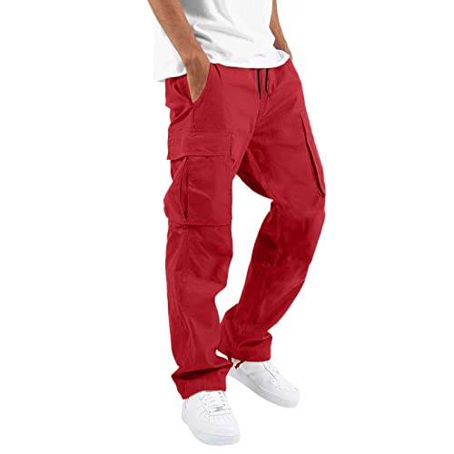 Pantalones de trabajo técnico para hombre, 10 bolsillos, absorben la humedad, detalles reflectantes, pantalones de rendimiento para deportes al aire libre, rosso, 5XL