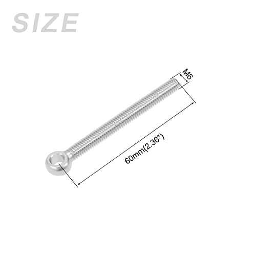 Image of METALLIXITY Shoulder Swing Lifting Bolt (M6x60mm) 2Pcs, 304 Stainless Steel Eye Bolts - for Home Renovation, Pipeline Gate Valves Fasteners, Silver