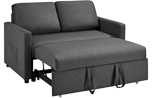 Yaheetech Convertible Sofa Bed Trundle Loveseat w/Pull-Out Trundle Bed Sleeper Sofa Convertible Couch for Limited Spaces Living Room Bedroom Guest Room Dark Gray 55.5 in Yaheetech Convertible Sofa Bed Trundle Loveseat w/Pull-Out Trundle Bed Sleeper Sofa Convertible Couch for Limited Spaces Living Room Bedroom Guest Room Dark Gray 55.5 in