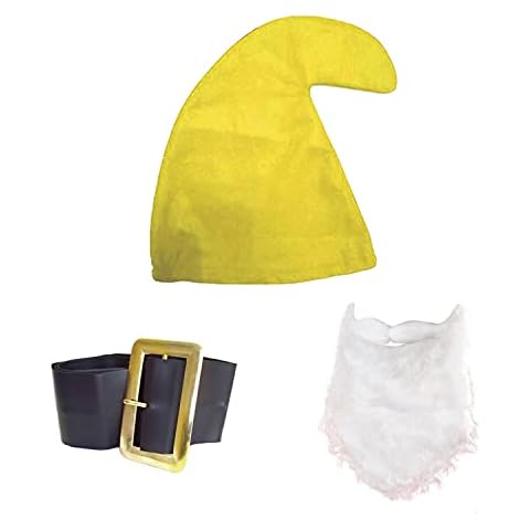 Seven Dwarf/Dwarves Smurf Set (Yellow Hat, Beard and Belt) Garden Gnome Fancy Dress Costume Cover