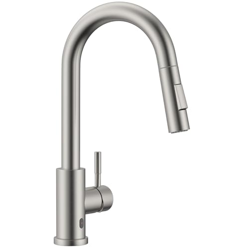 APPASOタッチレスキッチン水栓、引出し式プレミアム感応式キッチン蛇口 、2機能スプレー付き360°回転キッチン混合蛇口、自動赤外線キッチンタップ、センサーシングルハンドル台所水栓 日本語説明書付き