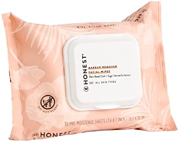 Honest Beauty Makeup Remover Facial Wipes | EWG Verified, Plant-Based, Hypoallergenic | 30 Count