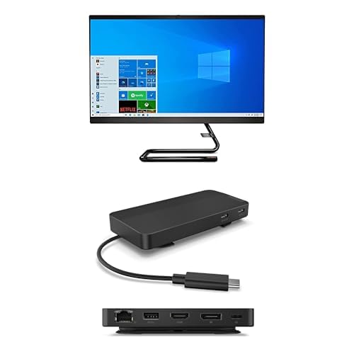 Image of Lenovo IdeaCentre AIO 3i 24 inch Computer Bundle with Dual Display USB-C Dock