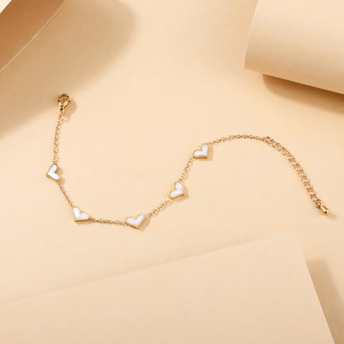 Image of 18K Gold Plated Stainless Steel Dainty Charms Colorful Crystal Birthstone Bracelet Minimalist Cute Jewelry for Women