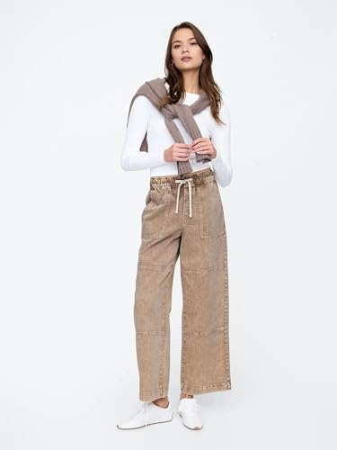 Womens High Rise Seamed Wide-Leg Drawstring Pull-On Jeans Super Comfy Pants2